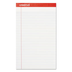 Universal Perforated Ruled Writing Pads, Wide/Legal Rule, Red Headband, 50 White 8.5 x 14 Sheets, Dozen (UNV45000)