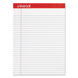Universal Perforated Ruled Writing Pads, Wide/Legal Rule, Red Headband, 50 White 8.5 x 11.75 Sheets, Dozen (UNV20630)