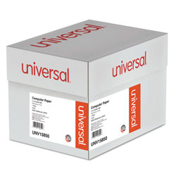 Universal Printout Paper, 1-Part, 15 lb Bond Weight, 14.88 x 11, White/Green Bar, 3,000/Carton