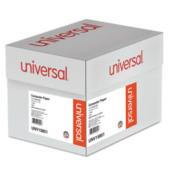 Universal Printout Paper, 1-Part, 18 lb Bond Weight, 14.88 x 11, White/Green Bar, 2,600/Carton (UNV15851)