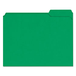Universal Reinforced Top-Tab File Folders, 1/3-Cut Tabs: Assorted, Letter Size, 1 in Expansion, Green, 100/Box