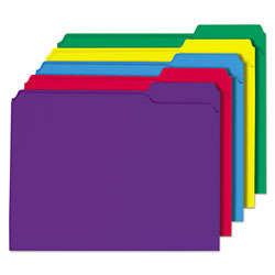 Universal Reinforced Top-Tab File Folders, 1/3-Cut Tabs: Assorted, Letter Size, 1 in Expansion, Assorted Colors, 100/Box