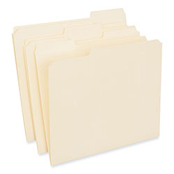 Universal Reinforced Top Tab File Folders, 1/3-Cut Tabs: Assorted, Letter Size, 0.75 in Expansion, Manila, 250/Carton