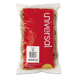 Universal Rubber Bands, Size 16, 0.04 in Gauge, Beige, 1 lb Box, 1,900/Pack
