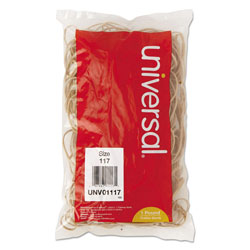 Universal Rubber Bands, Size 117, 0.06 in Gauge, Beige, 1 lb Box, 210/Pack