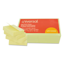Universal Self-Stick Note Pads, 3 in x 3 in, Yellow, 100 Sheets/Pad, 12 Pads/Pack