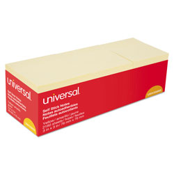 Universal Self-Stick Note Pad Cabinet Pack, 3 in x 3 in, Yellow, 90 Sheets/Pad, 24 Pads/Pack