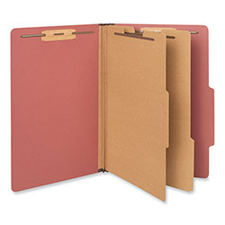 Universal Six-Section Classification Folders, Heavy-Duty Pressboard Cover, 2 Dividers, 6 Fasteners, Legal Size, Brick Red, 20/Box