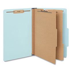 Universal Six-Section Classification Folders, Heavy-Duty Pressboard Cover, 2 Dividers, 6 Fasteners, Legal Size, Light Blue, 20/Box
