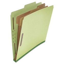 Universal Six-Section Pressboard Classification Folders, 2" Expansion, 2 Dividers, 6 Fasteners, Letter Size, Green Exterior, 10/Box (UNV10271)