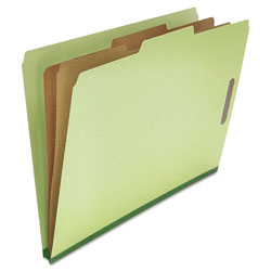 Universal Six-Section Pressboard Classification Folders, 2 in Expansion, 2 Dividers, 6 Fasteners, Legal Size, Green Exterior, 10/Box