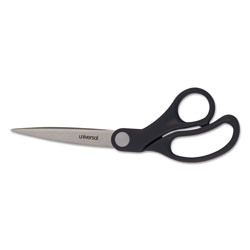 Universal Stainless Steel Office Scissors, 8.5 in Long, 3.75 in Cut Length, Black Offset Handle