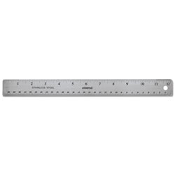 Universal Stainless Steel Ruler with Cork Back and Hanging Hole, Standard/Metric, 12" Long (UNV59023)