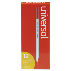 Universal Ballpoint Pen, Stick, Medium 1 mm, Red Ink, Gray Barrel, Dozen
