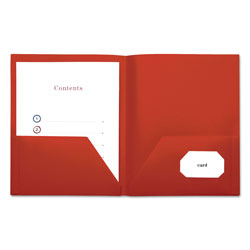 Universal Two-Pocket Plastic Folders, 100-Sheet Capacity, 11 x 8.5, Red, 10/Pack
