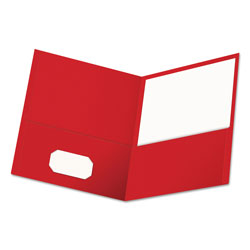 Universal Two-Pocket Portfolio, Embossed Leather Grain Paper, 11 x 8.5, Red, 25/Box (UNV56611)