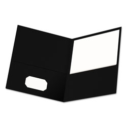 Universal Two-Pocket Portfolio, Embossed Leather Grain Paper, 11 x 8.5, Black, 25/Box (UNV56616)