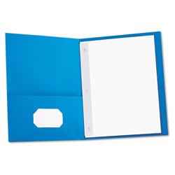 Universal Two-Pocket Portfolios with Tang Fasteners, 0.5 in Capacity, 11 x 8.5, Light Blue, 25/Box