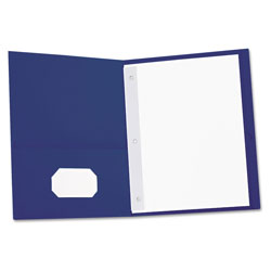 Universal Two-Pocket Portfolios with Tang Fasteners, 0.5 in Capacity, 11 x 8.5, Dark Blue, 25/Box