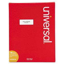 Universal White Labels, Inkjet/Laser Printers, 1 x 2.63, White, 30/Sheet, 100 Sheets/Box (UNV80102)