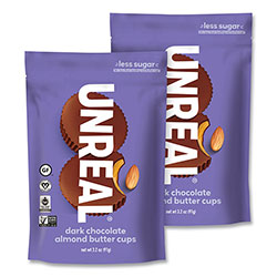 Unreal® Chocolate Almond Butter Cups, 3.2 oz Bag, 2/Carton