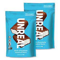 Unreal® Dark Chocolate Coconut Bars, Dark Chocolate, 4.2 oz Bag, 2/Carton