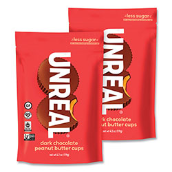 Unreal® Dark Chocolate Peanut Butter Cups, 4.2 oz Bag, 2/Carton