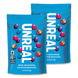 Unreal® Dark Chocolate Peanut Gems, Chocolate Peanut, 5 oz Bag, 2/Carton