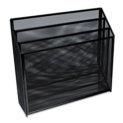 Universal Deluxe Mesh Three-Tier Organizer, 3 Sections, Letter Size Files, 12.63 in x 3.63 in x 11.5 in, Black