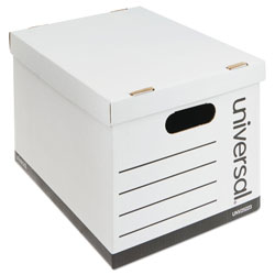 Universal Basic-Duty Economy Record Storage Boxes, Letter/Legal Files, 12 in x 15 in x 10 in, White, 10/Carton