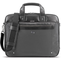 Solo Briefcase for 15.6 in Laptop, 3 inWx16-1/2 inLx13 inH, Gray