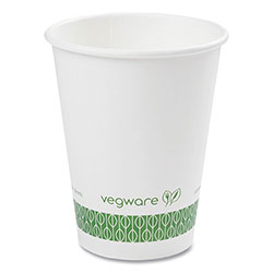 Vegware™ 89-Series Hot Cup, 12 oz, Green/White, 1,000/Carton