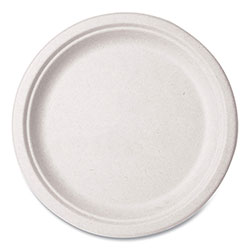 Vegware™ Nourish Molded Fiber Tableware, Plate, 10 in Diameter, White, 500/Carton