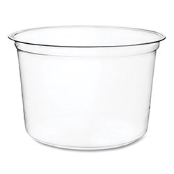 Vegware™ Round Deli Pots, 16 oz, 4.6 Diameter x 3 inh, Clear, Plastic, 500/Carton