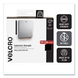 Velcro Industrial-Strength Heavy-Duty Fasteners with Dispenser Box, 2" x 15 ft, Black (VEK90197)