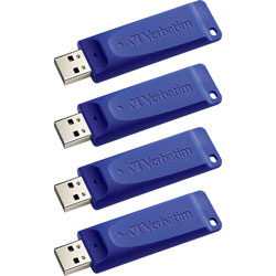 Verbatim USB Flash Drive, Capless, 8GB, 4/CT, Blue