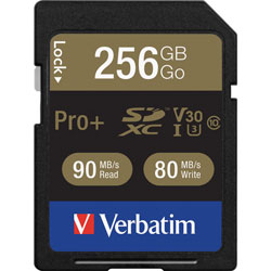 Verbatim Memory Card, SDXC, 90MB/s Read Speed, 256GB
