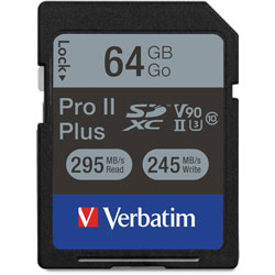 Verbatim Memory Card, SDXC, 64GB, 295 Read/255 Write Speed, Black