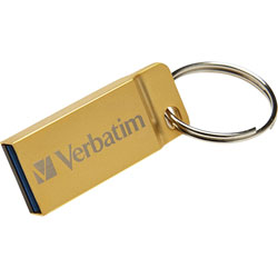 Verbatim Flash Drive, Seamless Metal Case, USB, 16GB, Gold