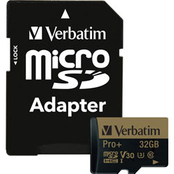 Verbatim Memory Card, microSDHC, w/Adapter, 32GB