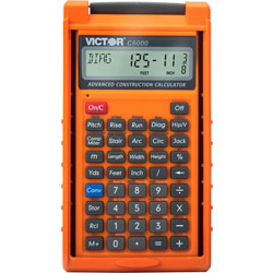 Victor C6000 Advanced Construction Calculator - LCD Display, Battery Powered - 0.31 in - LCD - Battery Powered - 2 - LR44 - 6.5 in x 3.5 in x 0.8 in - Orange