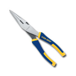 Vise Grip Long Nose Pliers, 8 in Tool Length, 2 5/16 in Jaw Length, Chrome/Blue/Yellow