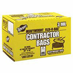 Warp Brothers FLEX-O-BAG® Trash Can Liners and Contractor Bags, 42 gal, 3 mil, 33 in X 48 in, Black, Heavyweight