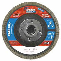 Weiler 4-1/2in Vortec Pro Abrasive Flap Disc, Flat, Phenolic Ba, 4-1/2in Vortec Pro Abrasive Flap Disc, Flat, Phenolic Back