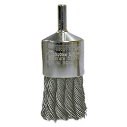 Weiler Nickel Plated End Brush, Stainless Steel, 1-1/8 in x 0.014 in, 22,000 rpm