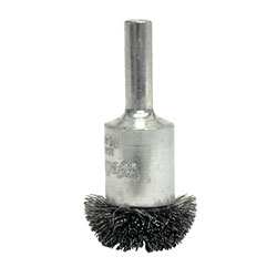 Weiler Stem-Mounted Circular Flared End Brushes, Stainless Steel, 25,000 rpm, 1 in x