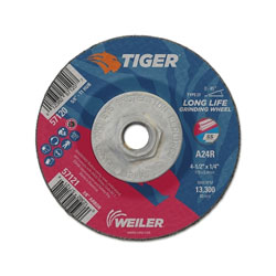 Weiler Tiger Grinding Wheels, 4 1/2 in Dia, .025 in Thick 5/8 in-11 Arbor