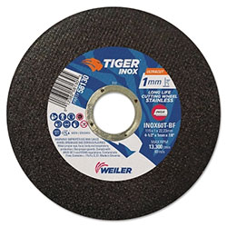 Weiler Tiger INOX Ultracut Thin Cutting Wheel, 4 1/2 in, 7/8 in Arbor, 60, 13300 rpm, 50/PK