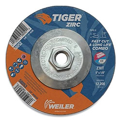 Weiler Tiger® Zirc Combo Wheel, 7 x 1/8 in, 5/8 in-11 Arbor, Type 27