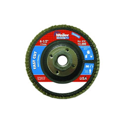 Weiler Vortec Pro® Abrasive Flap Disc, 4-1/2 in dia, 120 Grit, 5/8 in-11, 13000 rpm, Type 29